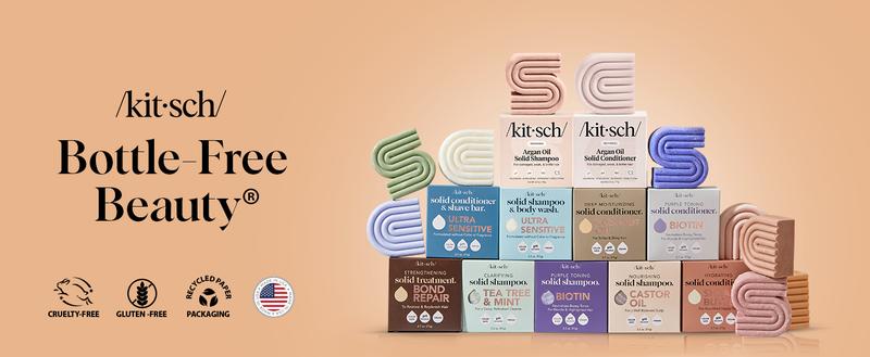 Kitsch Repairing Argan Oil Solid Conditioner Bar for Hair Care – Vegan, Made in USA, Paraben-Free for Damaged, Weak, and Brittle Hair, 2.7 oz