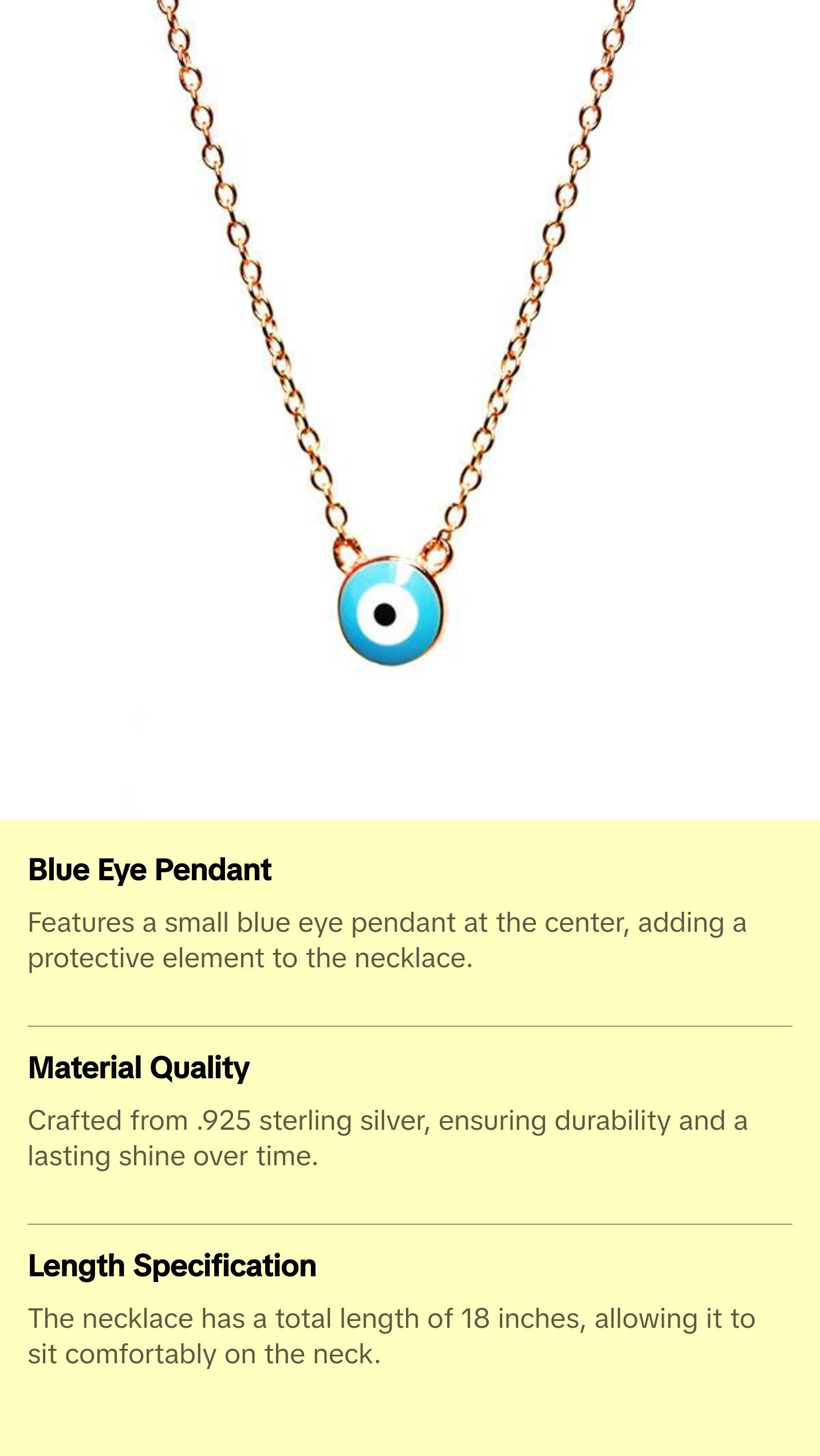 Sterling Silver Blue Eye Necklace