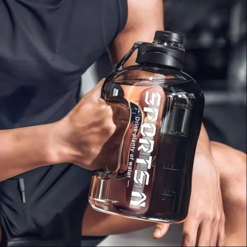 Large Capacity Sports Water Bottle, Running Water Bottle, Food Grade Material, Drop Resistant & High Temperature Resistant, with Water Intake Scale for Scientific Drinking, Leakproof with Straw, Essential for Fitness and Travel, Gallon Water Bottle