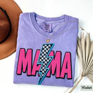 Comfort Colors Retro Neon Mama Shirt, Checkered Mama Shirt, Cool Mom Graphic Tee, Retro Mama Shirt, Vintage Checkered Mama T-shirt, Mom Tee