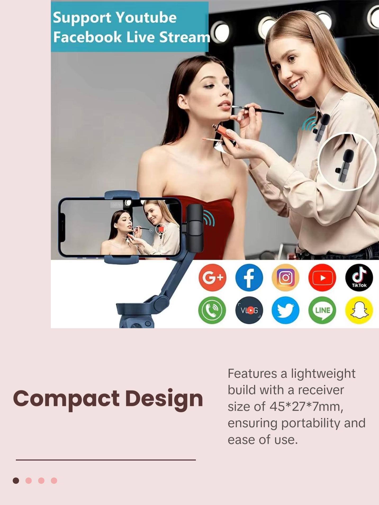 Wireless Lavalier Microphone Portable Audio Video Recording Mini Mic for Iphone Android Live Broadcast Gaming Phone Mic WIFIT