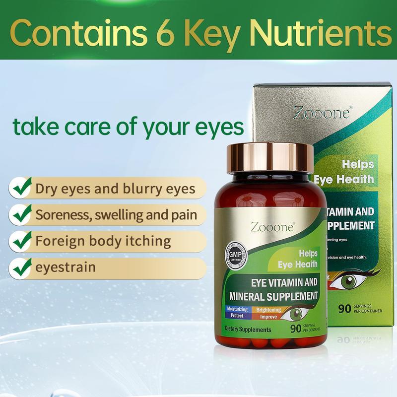 Zooone Eye Vitamin & Mineral Supplement - Lutein 180mg with Zeaxanthin for Eye Health - 90 Tablets - GMP Certified - US- Healthcare-L1