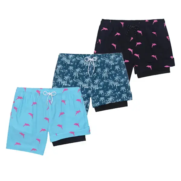 Men's Swim Trunks, 5 Inch Tropical Printed Comfy Swim Shorts, Quick Dry Bathing Suit with 2-in-1 Compression Liner & Pockets, Bathing Suit Shorts, Printed Trunks, Sports Swimming Shorts