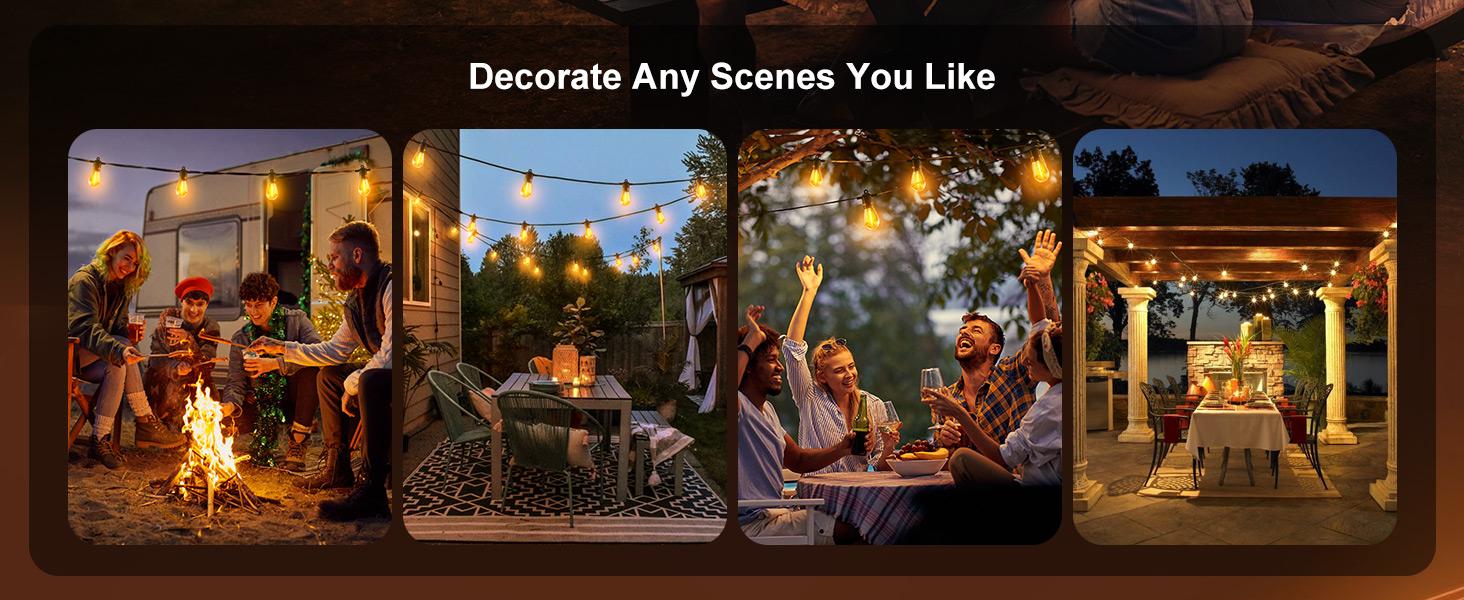 Brightown 100FT Outdoor String Lights LED Patio Lights with 50 Shatterproof ST38 Edison Bulbs Dimmable Waterproof for Backyard Deck Garden Party Xmas Decor