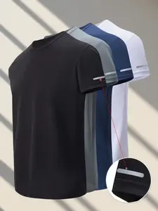 Men’s Comfortable, Breathable Quick-Dry Short-Sleeve T-Shirt, Pack of 4 — Outdoor Running, Reflective Stripes for Night Runs, Sports-Specific Quick-Dry Design