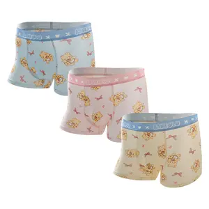 Men's Cute Bear Print Boxer Trunks 3 Pack Soft Cotton Underwear Breathable Wide Waistband Perfect Gift