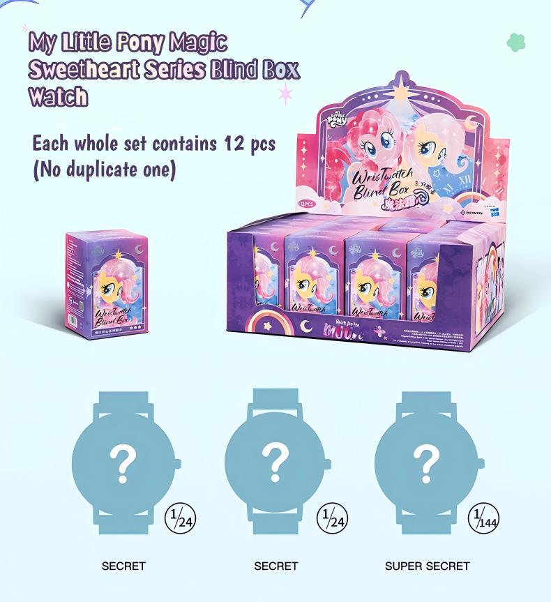 My Little Pony Magic Sweetheart Series Blind Box Watch MLP Characters Inspired Design Mystery Collectible Watch Twilight Sparkle Rarity Pinkie Pie Apple Jack Rainbow Dash Fluttershy Ideal Christmas New Year Holiday Gift for Girls