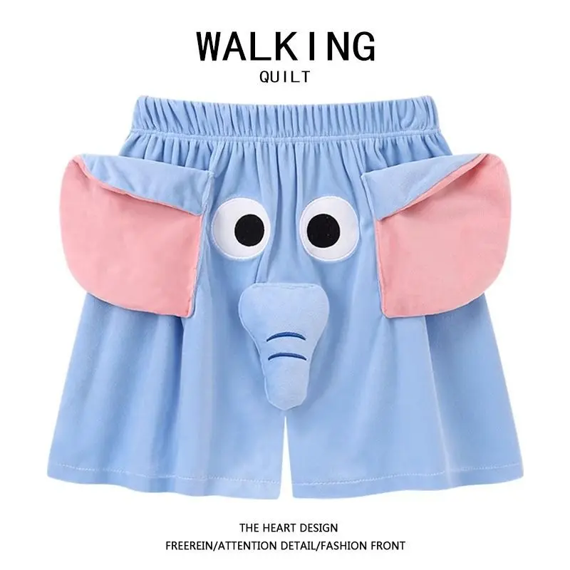 Squeaky Cute Funny Flying Elephant Sleep Shorts | Couple Piggy Lounge Pants | Ugly Fish Squeaky Noise Casual Loungewear (Unisex) Fabric Pajama Nightwear Womenswear Bottoms Fleece Fleece Outdoor Polyester Style