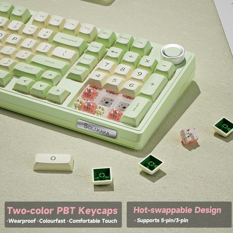 SOLAKAKA KI99 Pro Silent Wireless Mechanical Keyboard Quiet Switch Hot Swappable Silent Keyboard with RGB Backlit Gasket Structure Computer Gaming Keyboards Avocado Green SOLAKAKA KI99 Pro Silent Wireless Mechanical Keyboard Quiet Switch Hot Swappable Silent Keyboard with RGB Backlit Gasket Structure Computer Gaming Keyboards Avocado Green