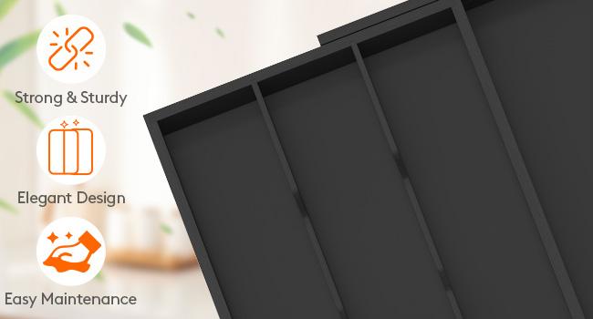 Lifewit 4 Compartments Bamboo Utensil Drawer Organizer, Expendable Cooking Silverware Tray for Kitchen Drawer