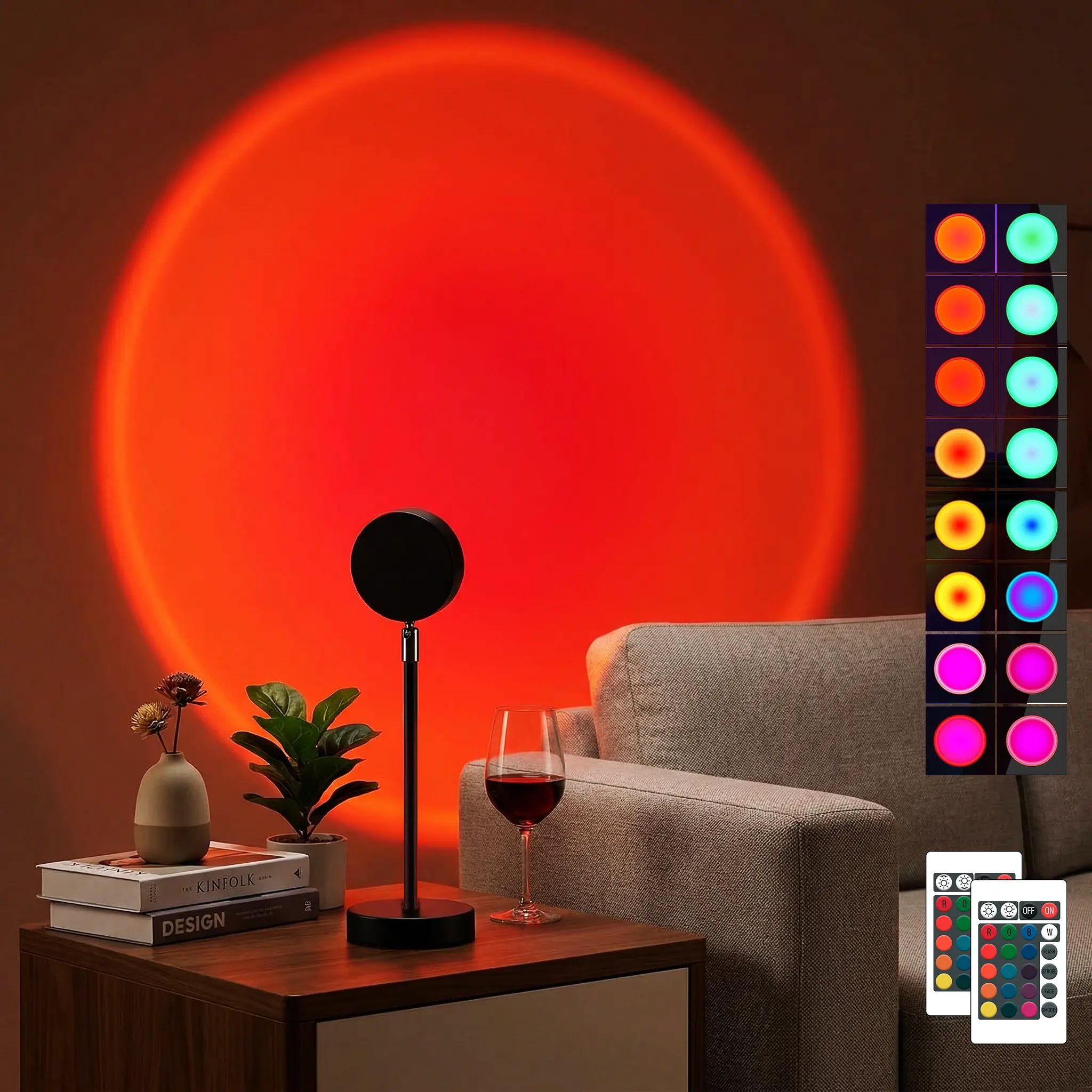 16-Color Mini Sunset Lamp, 180-Rotation Adjustable LED RGB Light, USB-Powered, Bedroom LED Lights, Room Lighting, Home Decor, Ideal Housewarming Gift for Aesthetic Enthusiasts