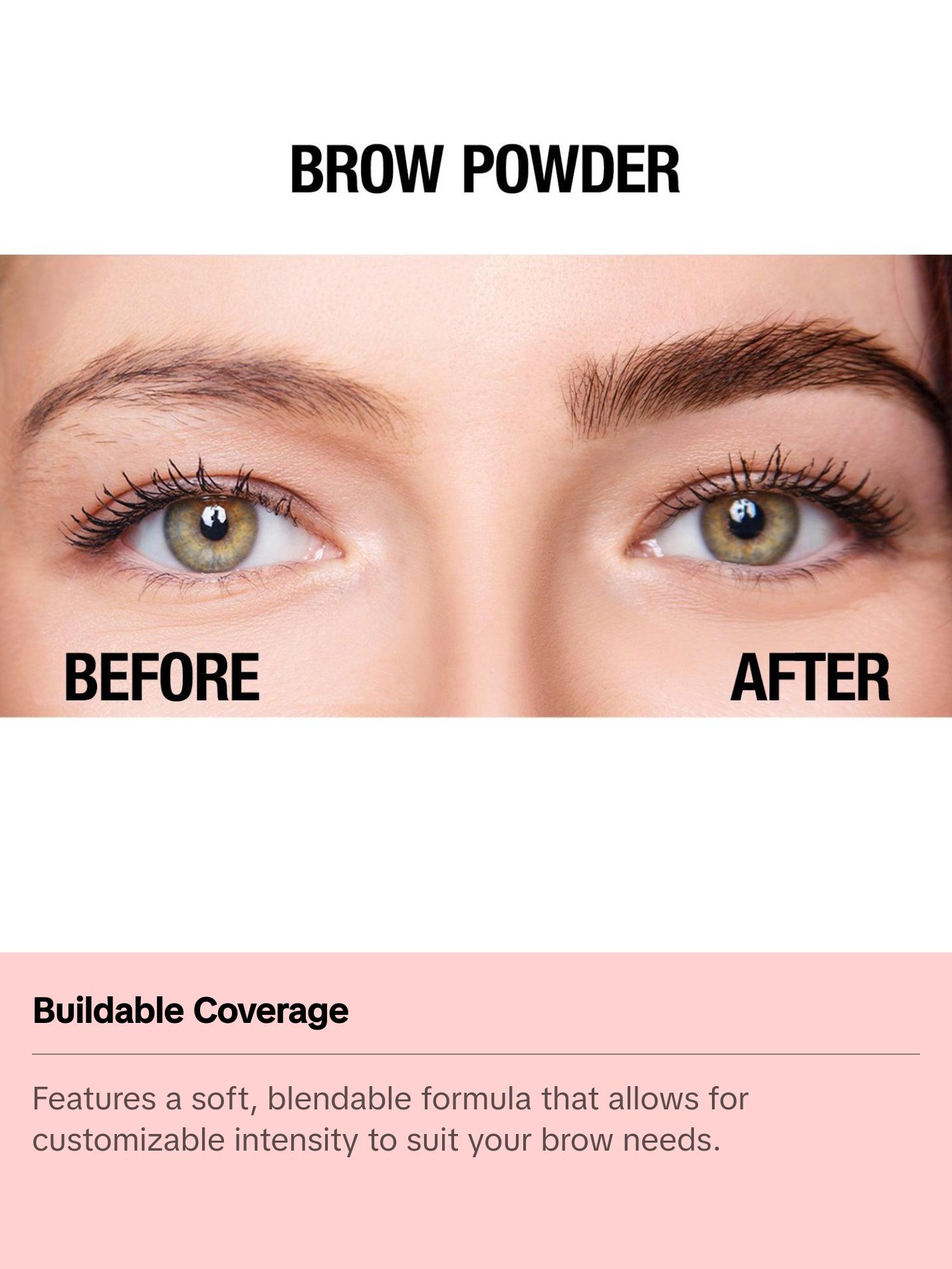 Palladio Brow Powder, Soft and Natural Formula, Includes Applicator Brush, 4 Shades Available, Travel-Friendly, Cruelty-Free, Paraben-Free, Gluten-Free, Vegan, Dark Brown