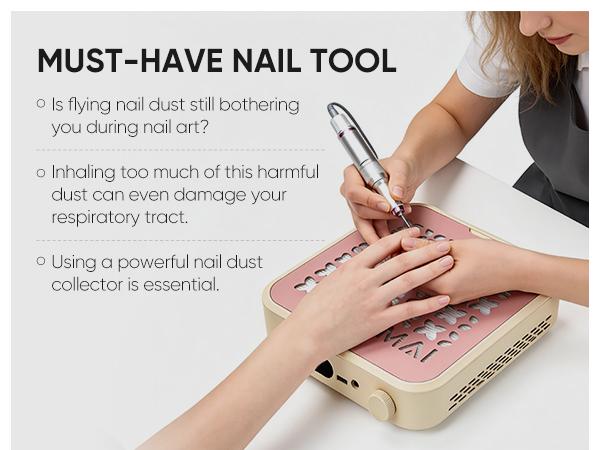 HALMAI Nail Dust Collector, Professional Nail Dust Vacuum with 800Pa Turbo Suction, Rechargeable & Plug-in Options, Brushless Motor, Reusable HEPA Filter, Portable Manicure Dust Collector for Nail Salon & Home