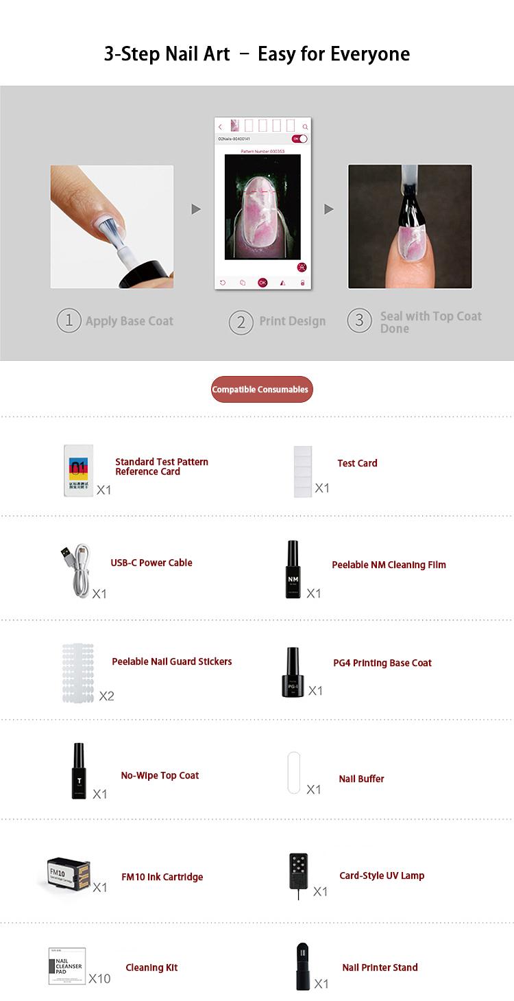 O2Nails Pro 3D Nail Printer Machine, Digital Mobile Nail Art Printer with APP Control, for Salon & Home Use, Custom Photo Printing/Print About 450 Times/10s Fast Printing, DIY Design Nail Art Pink