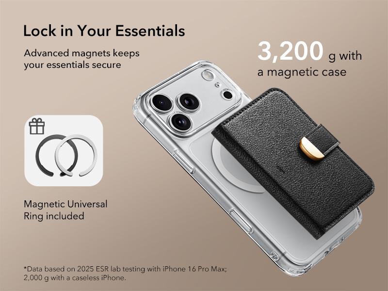 ESR Aura Clutch for MagSafe Wallet for Women, 5-Card Holder, RFID Blocking, MagSafe Sticker Included, Magnetic Wallet for iPhone 17/16/15/14/13/12 Series (not mini) and Select Samsung Devices