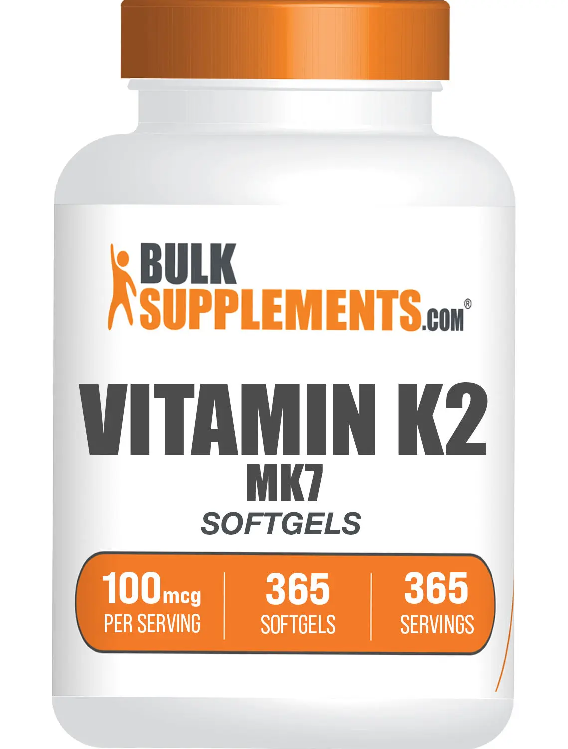 BulkSupplements - Vitamin K2 MK7 Softgels - Healthy Skin - Bone Health - 365 Softgels - 100mcg per Serving