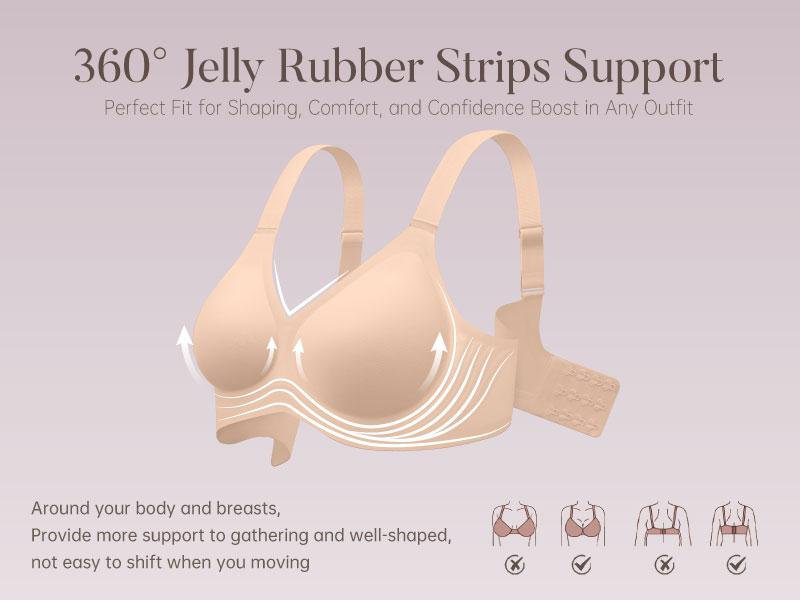 Vertvie Women Wireless Jelly Bras V-neck Comfortable Push Up Bra No Underwire Bra Full Coverage Supportive Bralette Everyday Seamless T-shirt Bra