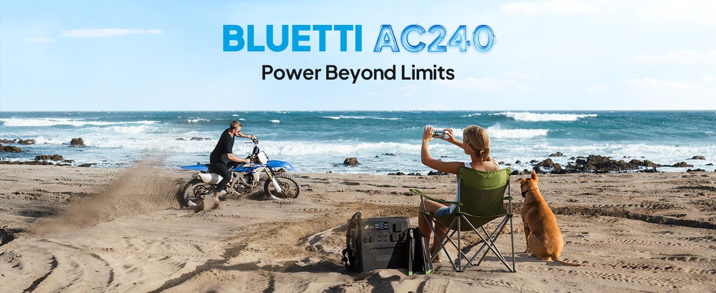 BLUETTI AC240 Portable Power Station, 1536Wh/2400W Solar Generator, Expandable to 10136Wh, 0-80% in 45 Min, Emergency Power for Camping, Home Use, RV Life