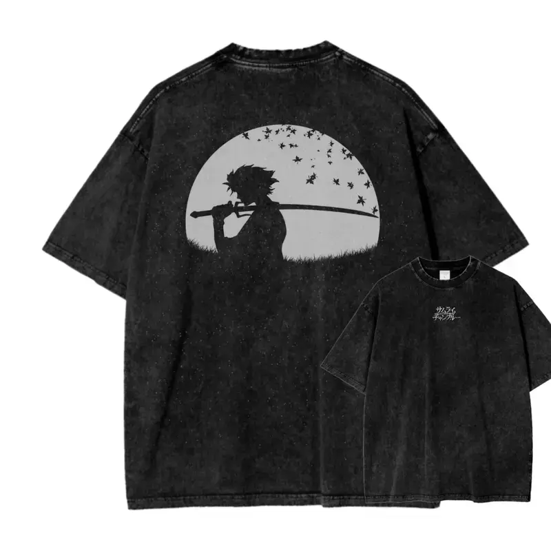 SAMURAI CHAMPLOO VI ACID WASH TEE | Vintage Anime Streetwear | Heavyweight Cotton | Oversized Fit | Must-Have for Samurai Champloo Fans & Collectors