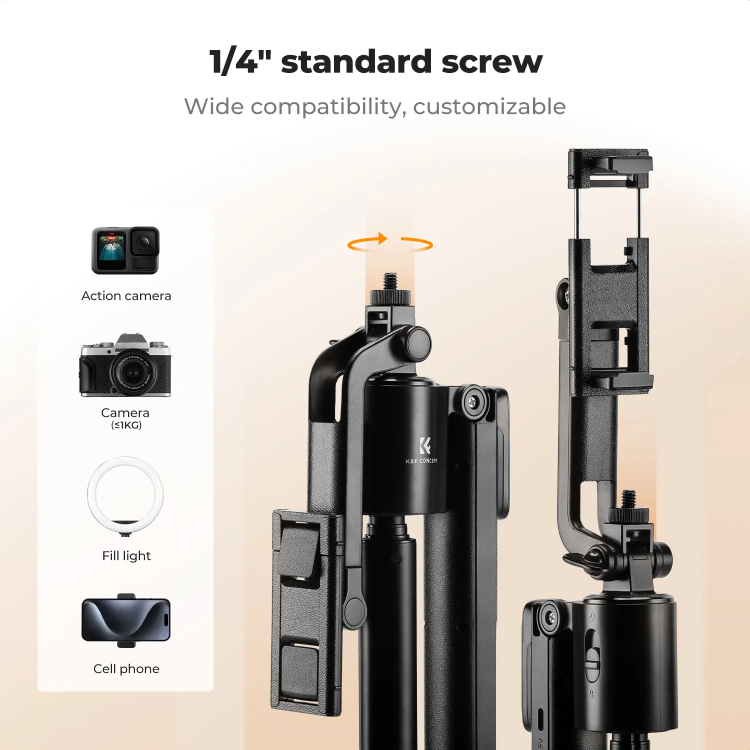 K&F Concept iPhone 69 Selfie Stick with 6.3cm Screw, Compact Tripod with Phone Holder, Camera Phone Holder with Remote Control for DJI Osmo Pocket 3 K&F Concept iPhone 69 Selfie Stick with 6.3cm Screw, Compact Tripod with Phone Holder, Camera Phone Holder with Remote Control for DJI Osmo Pocket 3