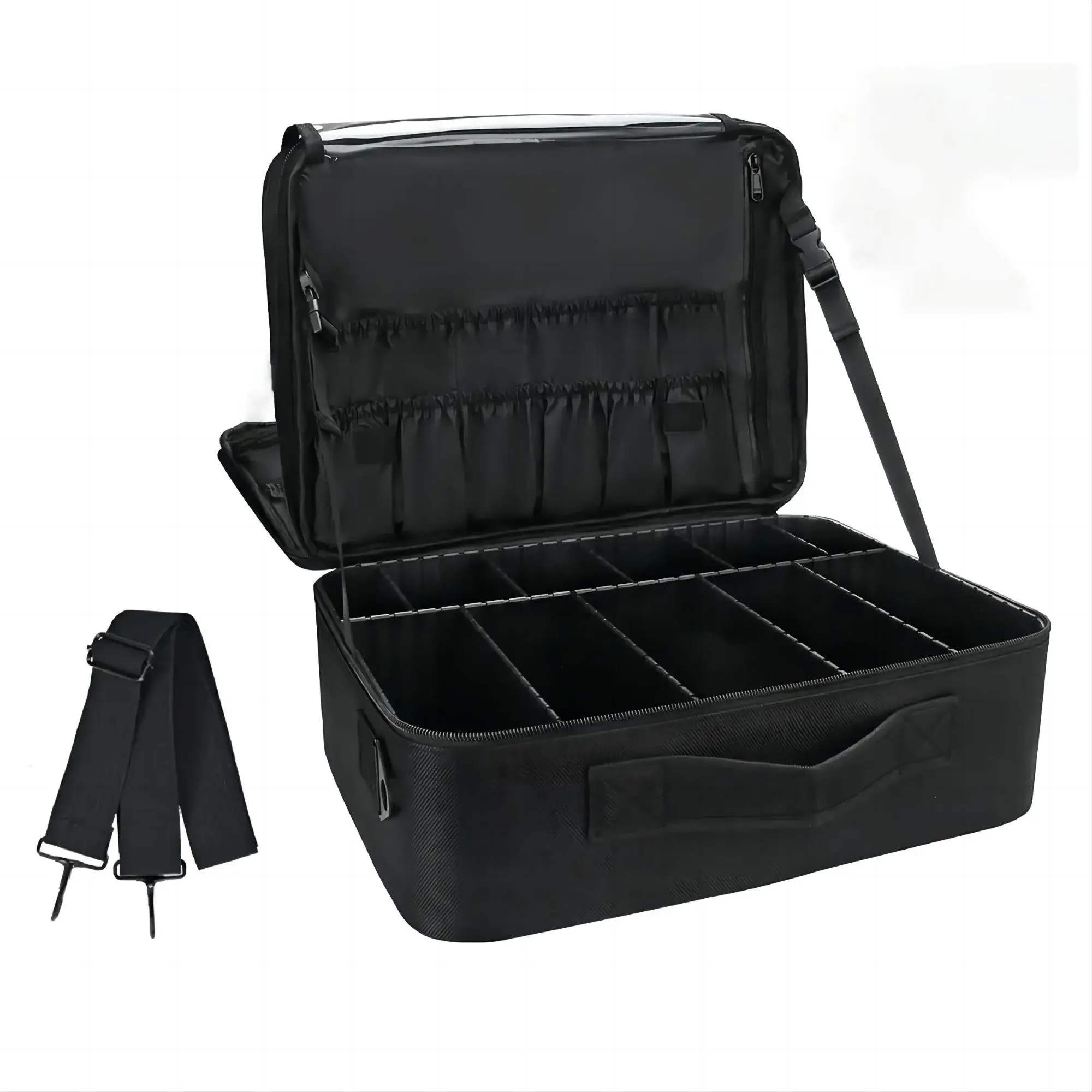 Large Capacity Makeup Case, 1 Count Professional Makeup Case, Portable Artist Organizer with Adjustable Divider & Shoulder Strap, Travel Makeup Bag, Makeup Storage Bag, Cosmetics Organizer, Cosmetic Travel Bags