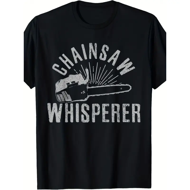 Men'S & Women'S Funny Chainsaw Whisperer Logger Tree Cutter Graphic T-Shirt - Heavyweight 220gsm Retro Vintage Logging Design with Chainsaw & Log Print - All-Season Streetwear Oversized Comfy Menswear