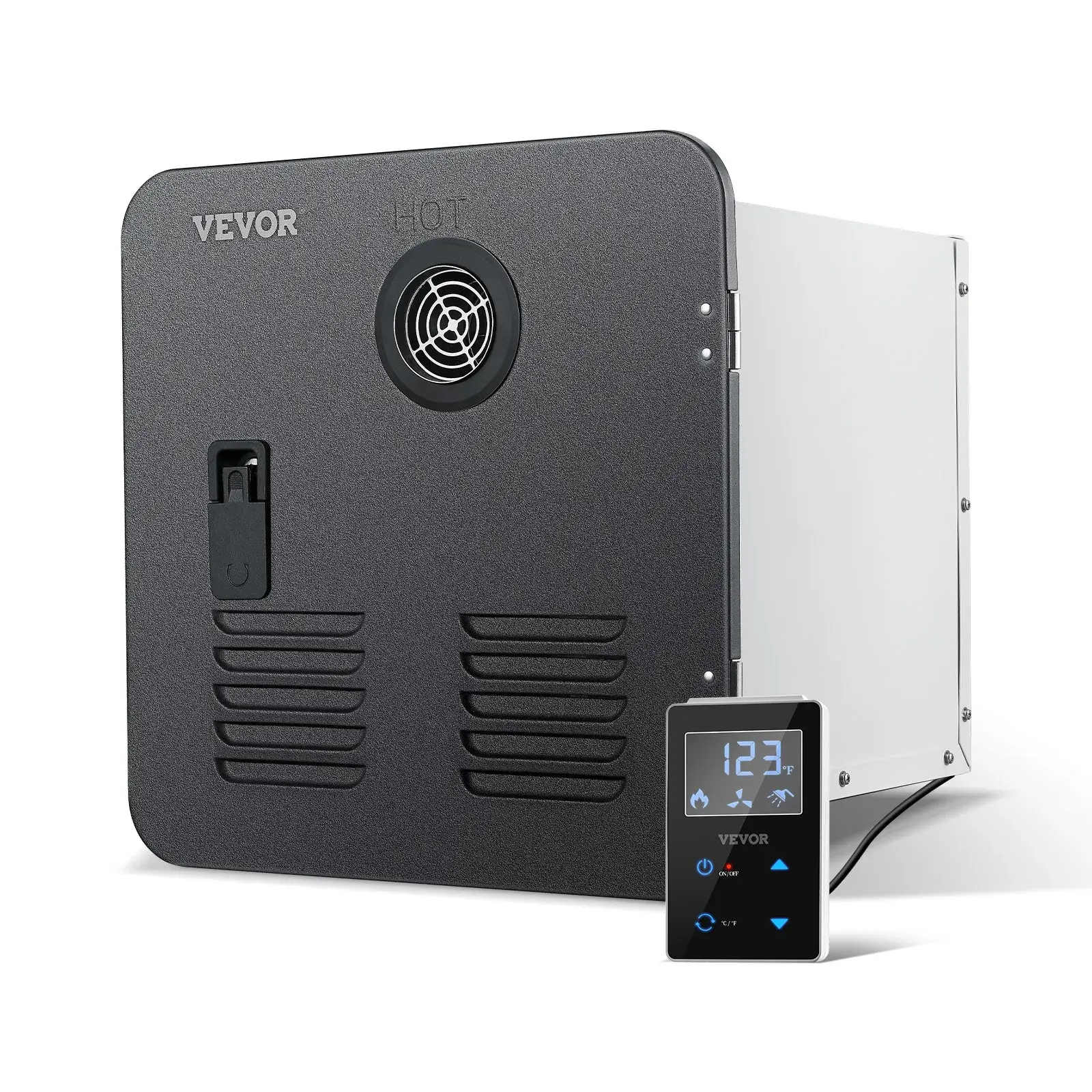 【Summerfinds】VEVOR RV Tankless Water Heater, 42,000 BTU High Power Instant Shower, 15x15 in Black Door, Remote Controller, 1/2" NPT Water & Gas Connectors, 12.6x12.6x14 in Rear Chamber, CSA Certified, All-Season Use for RVers' Family Daily Needs, Digi, In