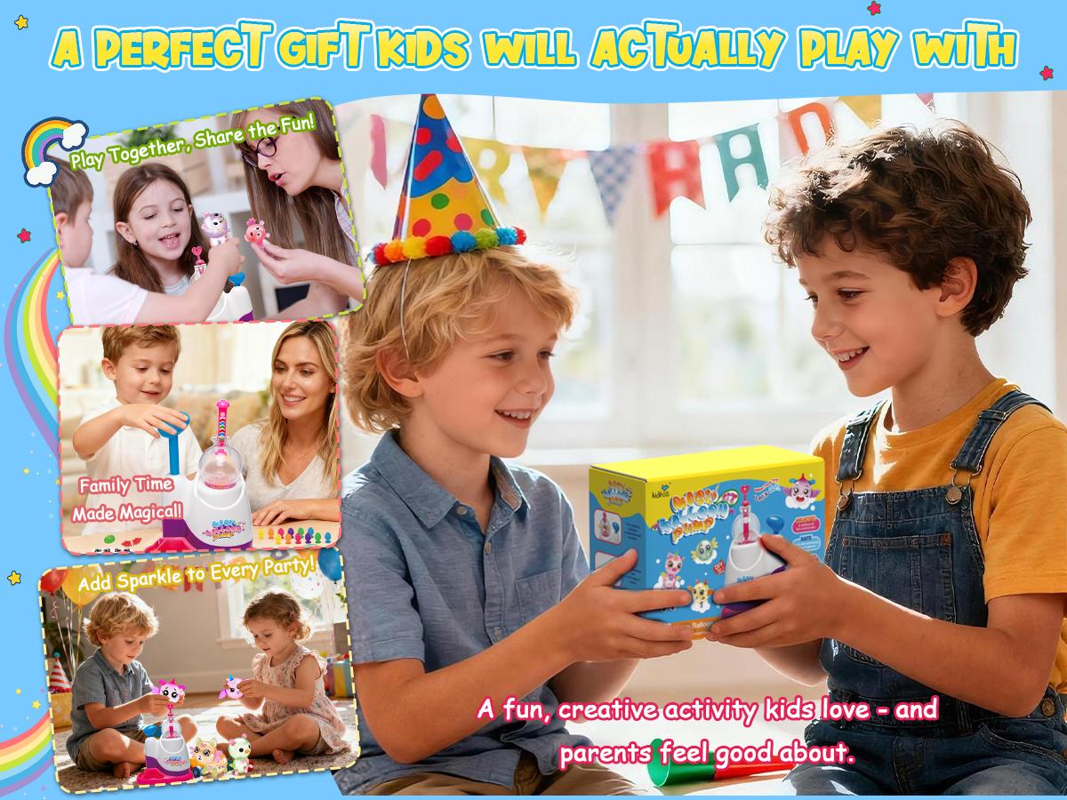 Kiditos Balloon Animals Kit with Pump, Balloon Making Kit for Kids with Stickers & Accessories, DIY Creative Toy Birthday Gift for Boys & Girls Ages 3+ Kiditos Balloon Animals Kit with Pump, Balloon Making Kit for Kids with Stickers & Accessories, DIY Creative Toy Birthday Gift for Boys & Girls Ages 3+