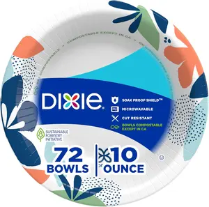 Small Paper Bowls, 10 Oz, 72 Count, Microwave-Safe, Soak-Proof, Disposable Bowls Great For Snacks, Dessert, And Light Lunch Meals