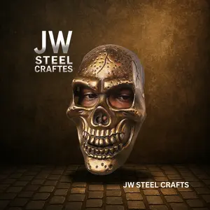 Handcrafted Metal Skull Mask: Choose Copper, Chrome or Antique Finish