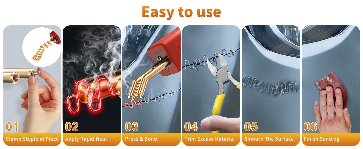 Hot staple plastic welding tool