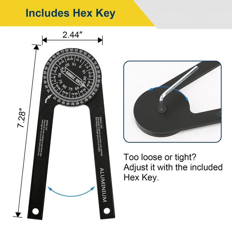 Aluminum Miter Saw Protractor for Woodworking, 360° Angle Finder with Laser-Engraved Scales Compatible with DW7084, Fits DW703, DW706, DW708, DW712, DW715, DW716, DW717, DW718, DWS780