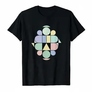 Men's Minimalist Abstract Geometric Graphic T-Shirt - Pastel Bauhaus Inspired Modern Art Tee