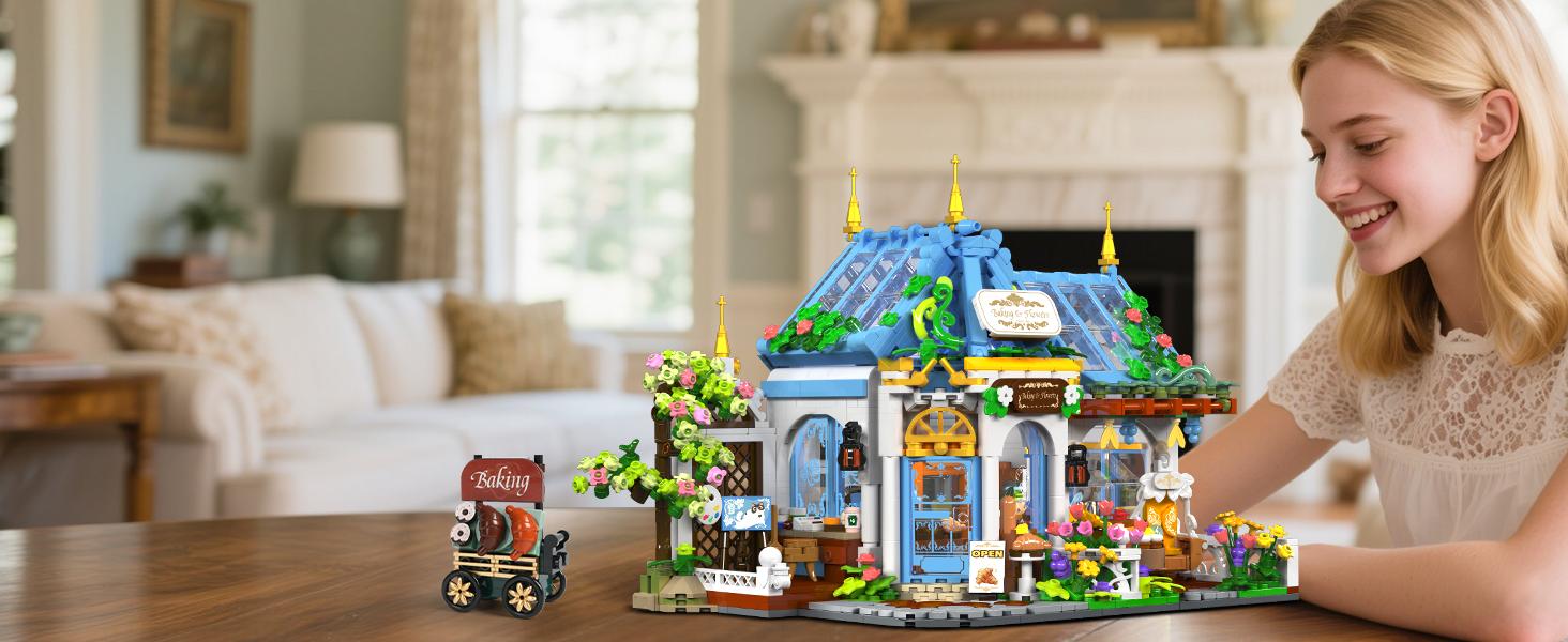 Flower Café House Building Set with LED, 1520 PCS Botanical Coffee Architecture with Openable Design, Floral Bakery Construction Model for Home Decor, Gift for Adults Women Teens Girl Boy 12+ Flower Café House Building Set with LED, 1520 PCS Botanical Coffee Architecture with Openable Design, Floral Bakery Construction Model for Home Decor, Gift for Adults Women Teens Girl Boy 12+