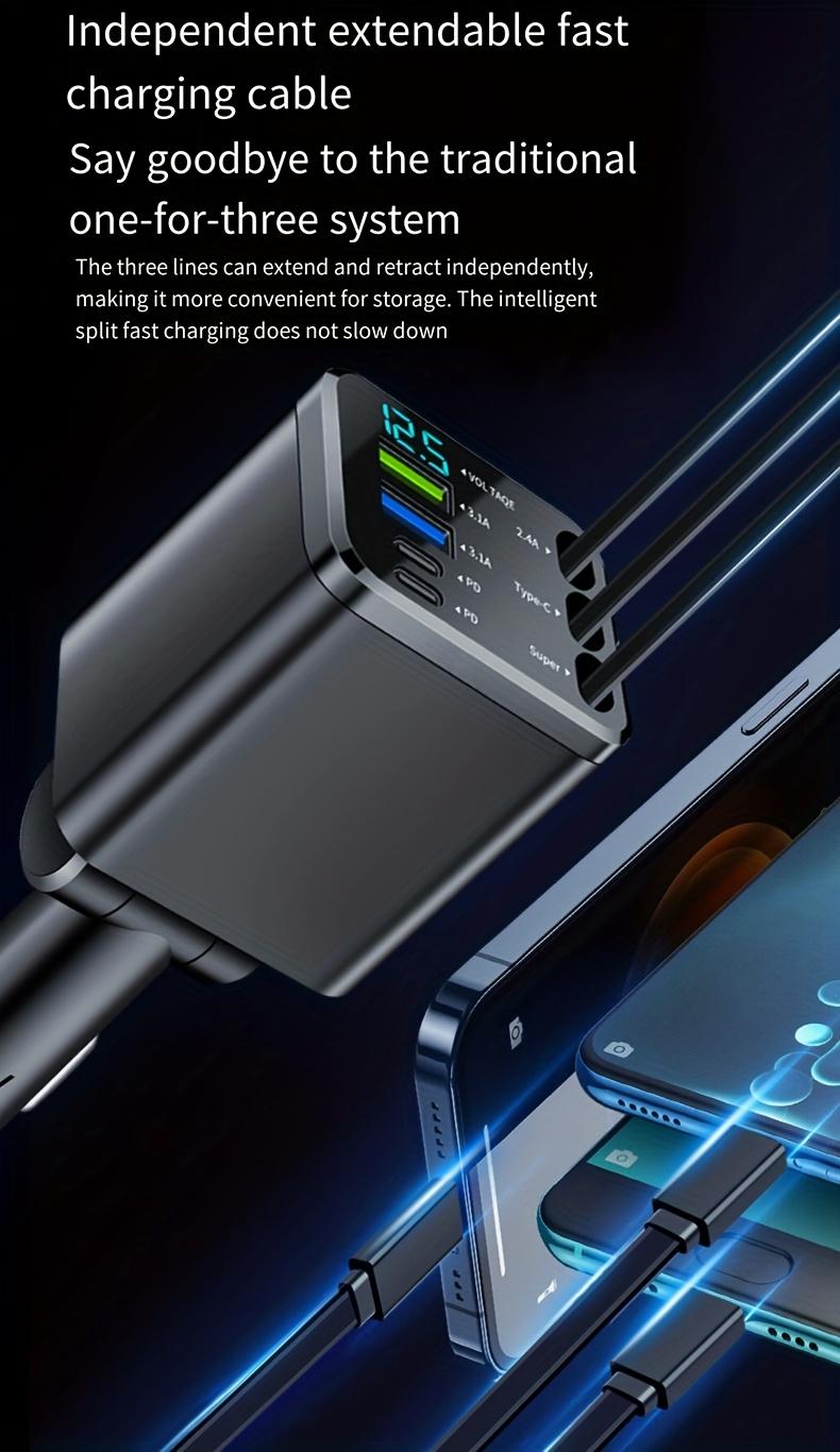 Best-Selling 8-in-1 Car Charger with Retractable Cables, Smart LED Display & 180° Rotation, PD Fast Charging for iPhone, Type-C & Android Devices Multi-Port USB Hub Compact Plug & Play Design Voltage Monitor Perfect for Travel, Daily Driving & Road Trips Best-Selling 8-in-1 Car Charger with Retractable Cables, Smart LED Display & 180° Rotation, PD Fast Charging for iPhone, Type-C & Android Devices Multi-Port USB Hub Compact Plug & Play Design Voltage Monitor Perfect for Travel, Daily Driving & Road Trips