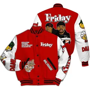 Varsity Jacket OG Fire Red 5s Dislike Us All Over Print High-Grade Polyester Custom Baseball Jacket with Snap Closure Elastic Details, Friday Sneaker Stress Style Printed