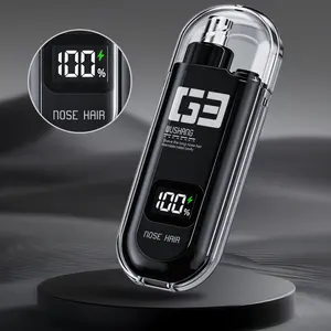 Portable Nose Hair Trimmer for Men Women, Rechargeable Painless Facial Eyebrow Shaver, IPX7 Waterproof LED Display, Dual Edge Blades Safe Trim
