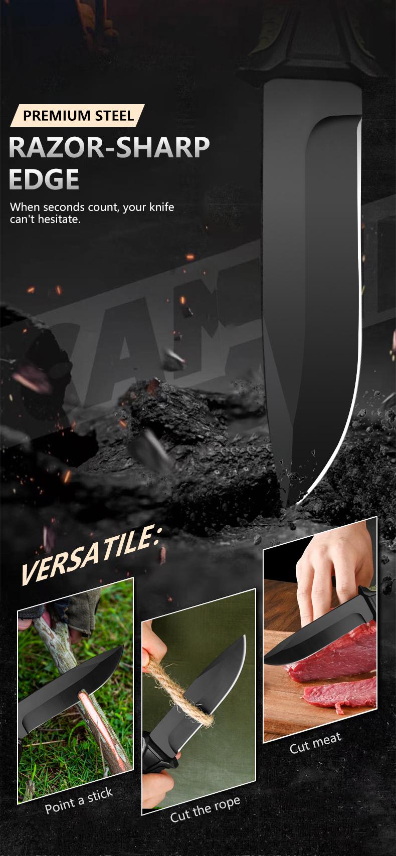 Outdoor Knife,Outdoor Straight Knife With Scabbard,Outdoor Survival,Belt-Mounted,High Quality Steel,Reinforced Nylon Handle And Portable Design,Survival Tool for Outdoor Daily Carry,Gifts for Men Who Love Camping,Christmas