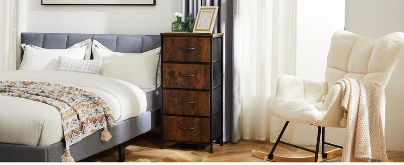 SweetFurniture 4 Drawer Fabric Dresser Tall Storage Tower, Dresser Chest with Wood Top SweetFurniture 4 Drawer Fabric Dresser Tall Storage Tower, Dresser Chest with Wood Top