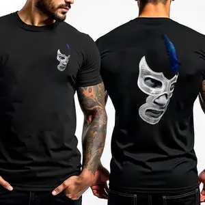 streetwear graphic tees Mexican Wrestler Legend Cotton T Shirt With Demon Blue Libre Art For Men Casual Wear Sports Running And Outdoor Activities Unisex Design For Teens And Adults tshirt