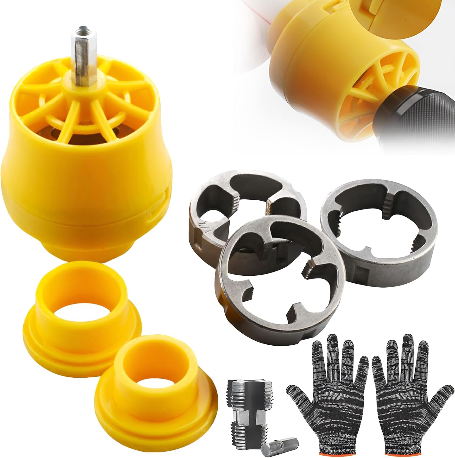 Plastic Pipe Threading Tap Set - Electric Drill Type PVC Pipe Threading Mold,External PVC Plastic Pipes 1/2" 3/4" Tap Set,Pipe Threader,Pvc Pipe Threader,RethreadingTool Kit