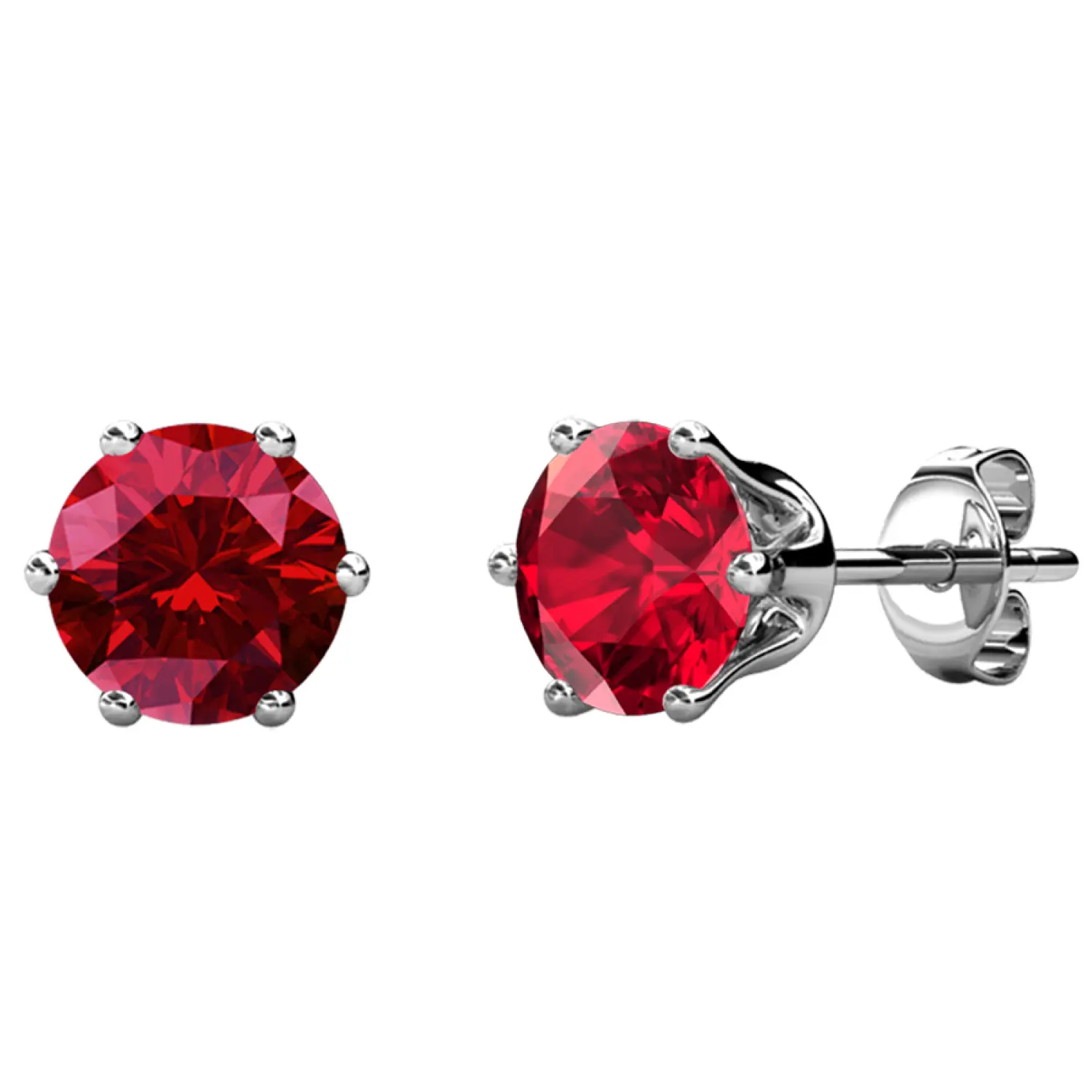 Birthstone Earrings 18k White Gold Plated Stud Earrings with 1CT Solitaire Simulated Diamond Crystals