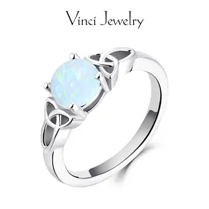 925 Sterling Silver Celtic Knot Moonstone Ring, Artificial Moonstone Silver Ring, Elegant Fine Jewelry Gift for Women Birthday Anniversary