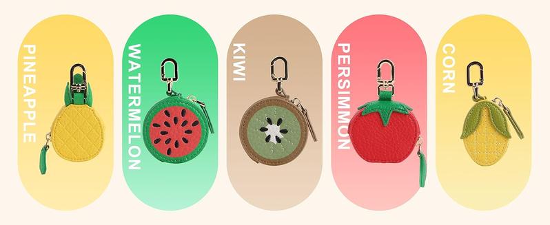 Fruit Shape Cherry Design Fruit Charm Coin Purse Blueberry Peach Cute Key Chain Mini Pouch Wallet Gift For Airtag Girl Women bag charms purse charms bag charm purse accessories cherry charm for bag