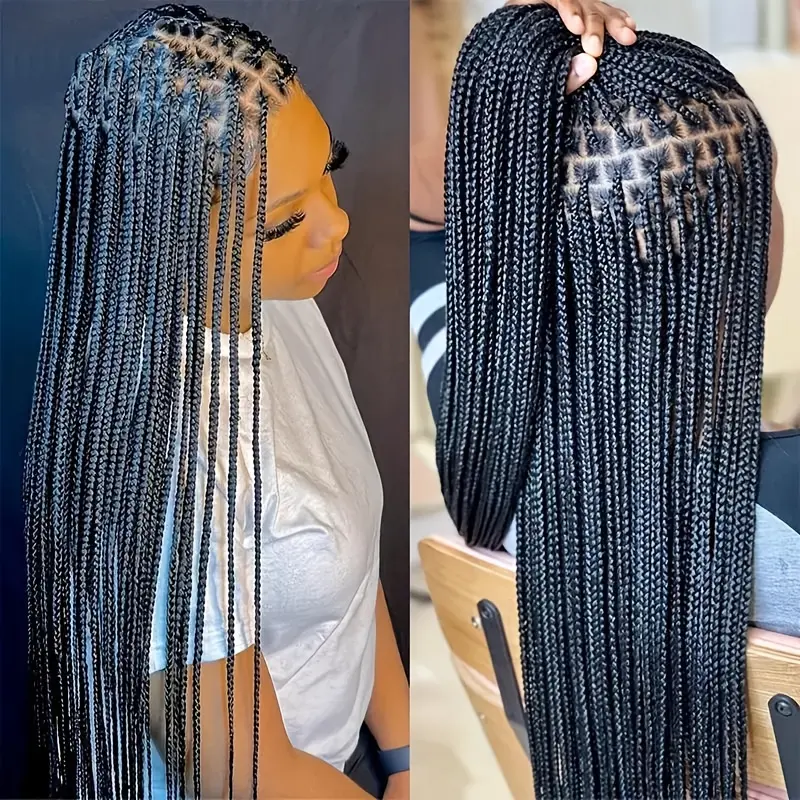 30 Inch Full Lace Braided Wig – Extra Long Box Braids, Natural Hairline, Glueless & Ready to Wear