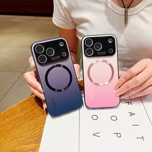 [Sale!Free!!Ship!]Mag Safe Gradient Phone Case for iPhone 17 Pro Max 16 15 14 13 Luxury Soft TPU Bumper Drop Protective with Full Camera Lens Protector Phone Cover