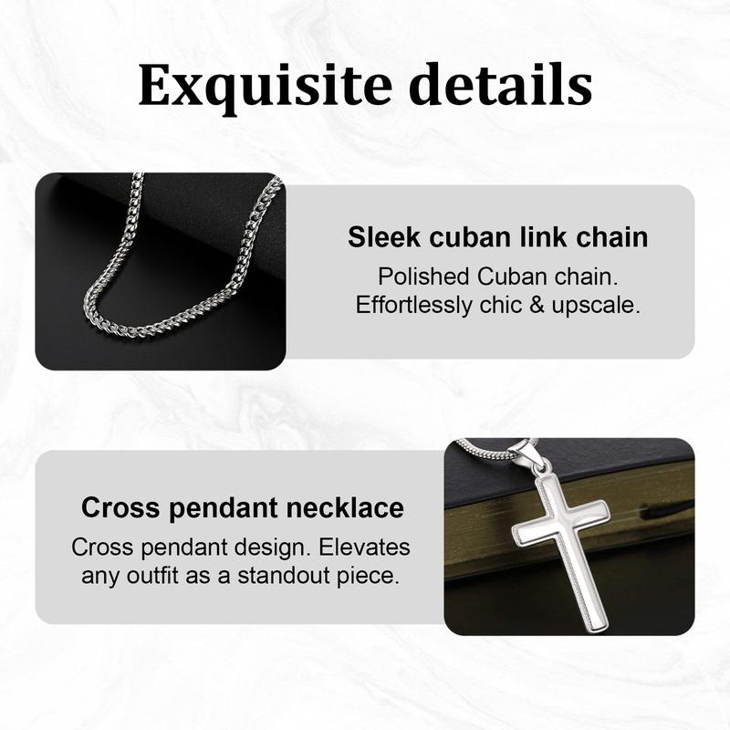 "To My Son" Stainless Steel Cross Pendant Necklace with Card & Gift Box Perfect for Birthdays Valentine's Day Christmas Personalized Gift for Loved Ones