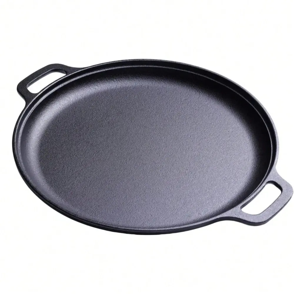 LugoBox 1pc Cast Iron Grill Pan, Pre-Seasoned 11.02 Inch Skillet With Dual Large Loop Handles, Kitchen Gadgets For Pizza Lovers Kitchen Accessories Kitchen Accessories