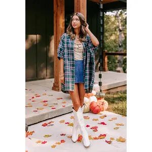 Comfy Glam Flannel Tunic in Hunter Green