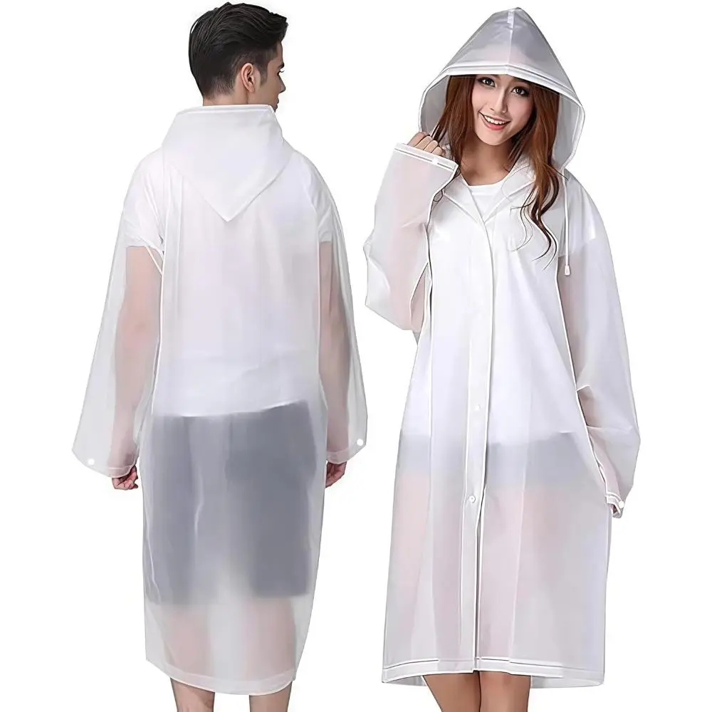 Unisex Reusable Adult Rain Ponchos (2-Pack) - Waterproof, Breathable, Quick Drying, Eco-Friendly, Lightweight, Travel Size, 1 Size Fit with Hood, Drawstring for Camping & Hiking Emergency Gear, One Size, Outdoors